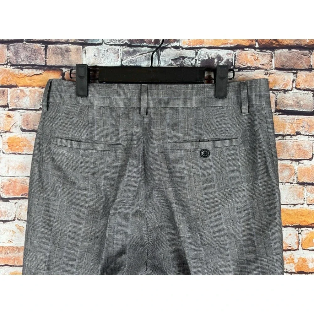 Banana Republic Men's Linen Blend Pants Check Pattern 29